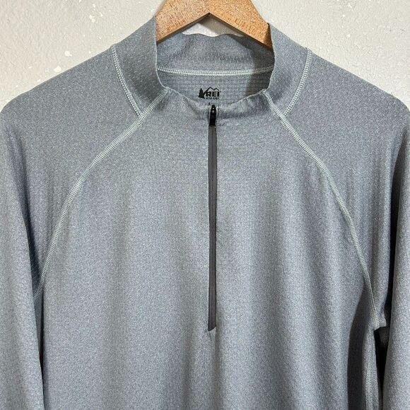 REI Co-op Shirt Mens Large Gray 1/4 Zip Tech Long Sleeve Stretch Pullover - Picture 4 of 6